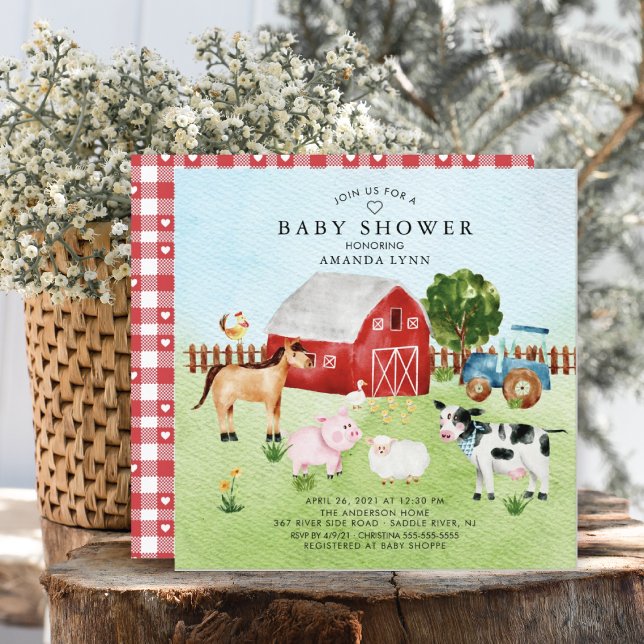 Aquarelle Barnyard Animaux Baby shower Invitation (Créateur téléchargé)