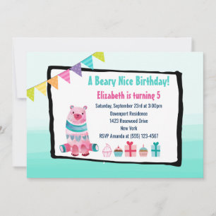 Aquarelle Bear Beary Nice Anniversaire Invitation