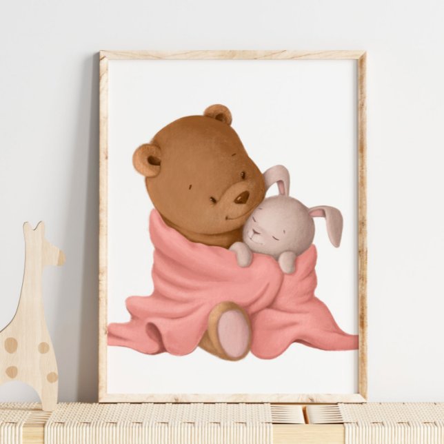 Aquarelle Beary Bunny Hug | Impression du mur d'ou (Créateur téléchargé)
