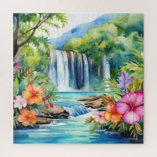 Aquarelle belle cascade tropicale puzzle