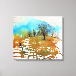 Aquarelle   Belle toile d'arbres encastrées