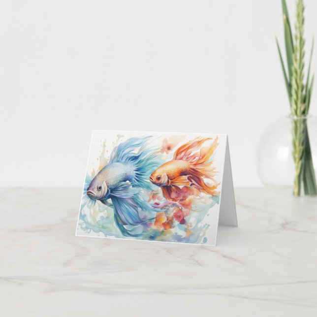 Aquarelle Bêta Poisson Bleu & Blanc orange (Devant)