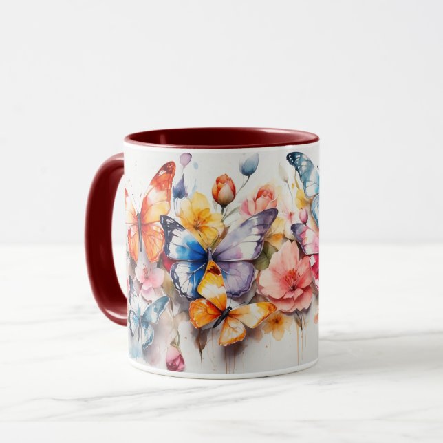 Aquarelle Beurre mûre et Fleurs Mug (Devant gauche)