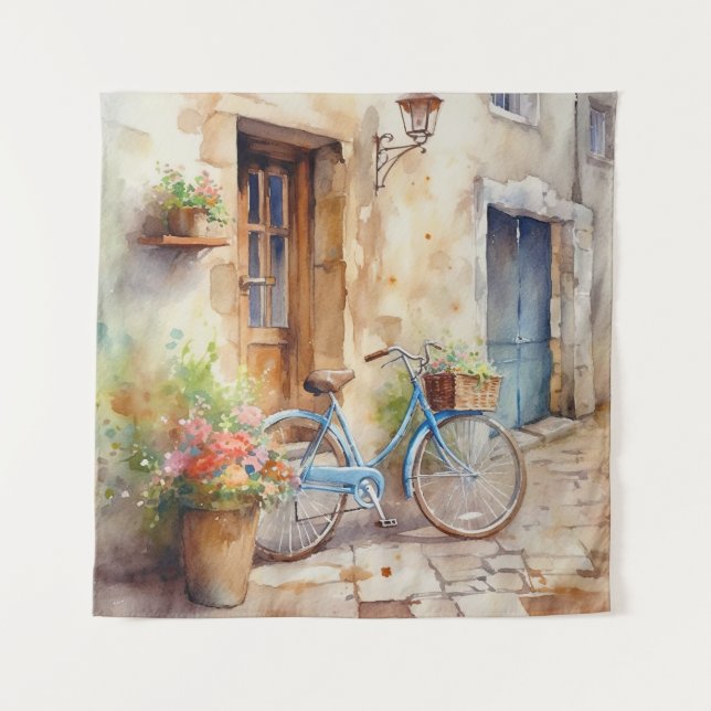 Aquarelle Bicyclette Art Tapisserie (Devant)