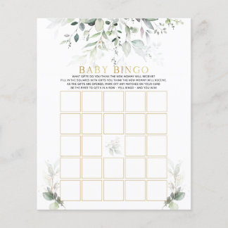 Aquarelle Bingo Baby shower Eucalyptus Bingo