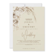Aquarelle Blanc Boho Mariage Floral Invitation