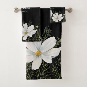 Aquarelle Blanc Cosmos Fleurs Peinture Botanique
