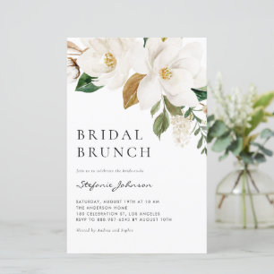 Aquarelle blanc Magnolia Bridal Brunch Invitation