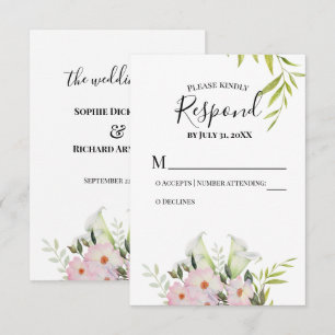 Aquarelle blanche Calla Lys Mariage carte RSVP