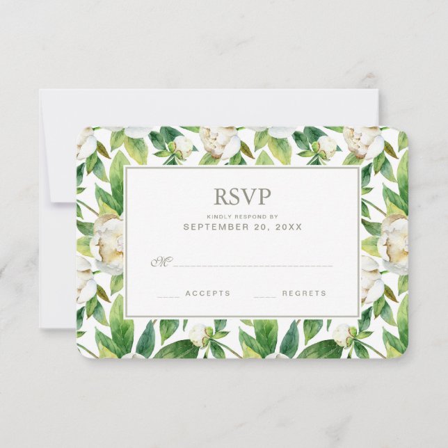Aquarelle blanche et feuille - RSVP (Devant)