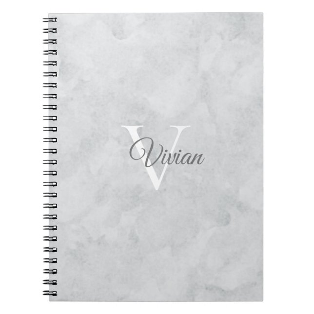 Aquarelle blanche fantôme Monogramme Nom Carnet (Devant)