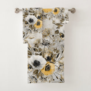 Aquarelle blanche, fleurs jaunes
