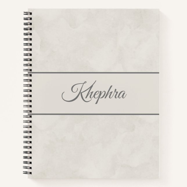 Aquarelle blanche Gris Monogramme Nom Carnet (Devant)