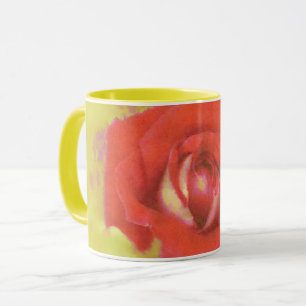 Aquarelle blanche jaune et rouge Rose Art Mug