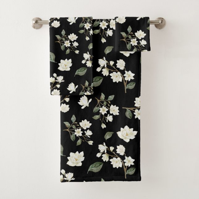 Aquarelle blanche Magnolia Motif noir (En situation)