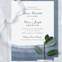 Aquarelle bleu ardoise Ombre invitation mariage
