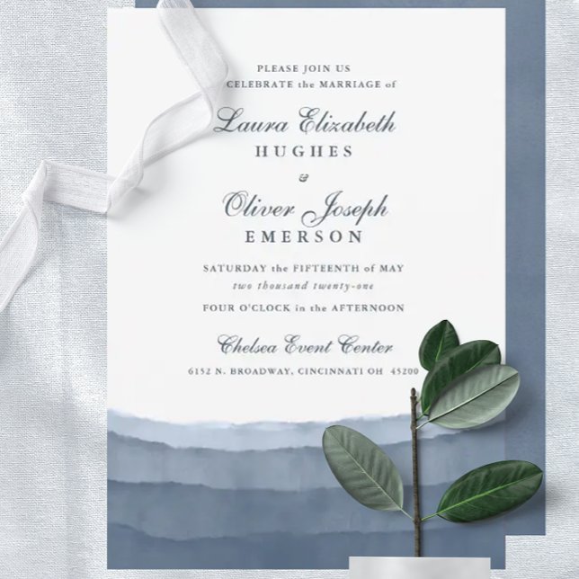 Aquarelle bleu ardoise Ombre invitation mariage (Créateur téléchargé)
