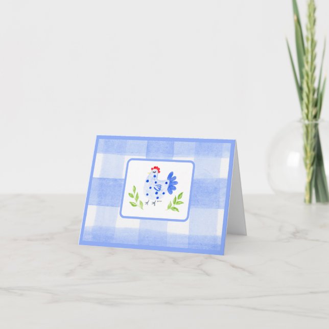 Aquarelle Bleu Bordure Bleu Hen Check (Devant)