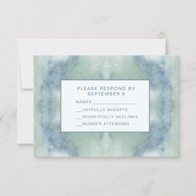 Aquarelle bleu carte RSVP Boho Hippie (Devant)