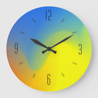 Aquarelle Bleu Chaux Jaune Orange Horloge Artistiq