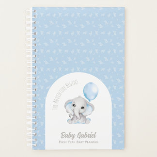 Aquarelle Bleu Cute Éléphant Avec Ballons Bébé