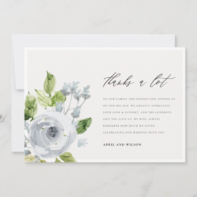 Aquarelle bleu doux Merci floral (Devant)