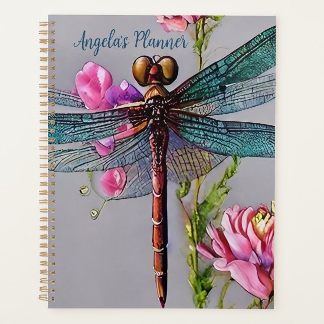 Aquarelle Bleu Dragonfly Personnaliser le planific (Devant)