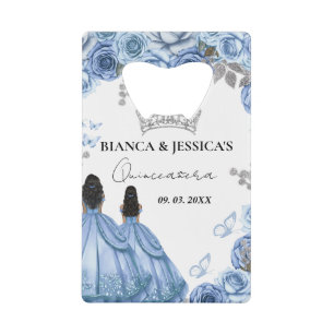 Aquarelle bleu Dusty Floral Twin Quinceañera