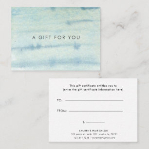 Aquarelle Bleu Élégant Certificat Cadeau