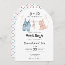 Aquarelle bleu et rose Genre Arche Invitation