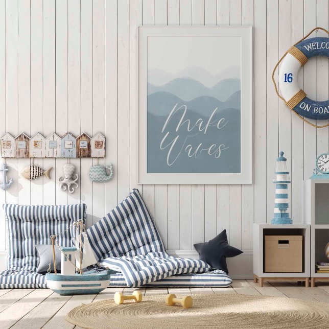 Aquarelle bleu fait des vagues poster (Créateur téléchargé)