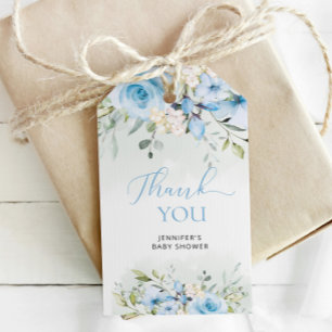 Aquarelle bleu floral baby showers étiquettes cade