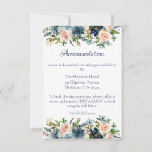 Aquarelle bleu Floral Détails Insérer une carte