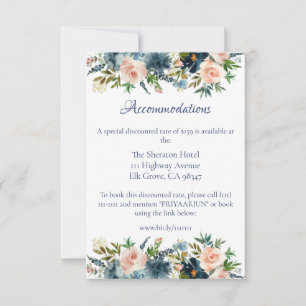 Aquarelle bleu Floral Détails Insérer une carte