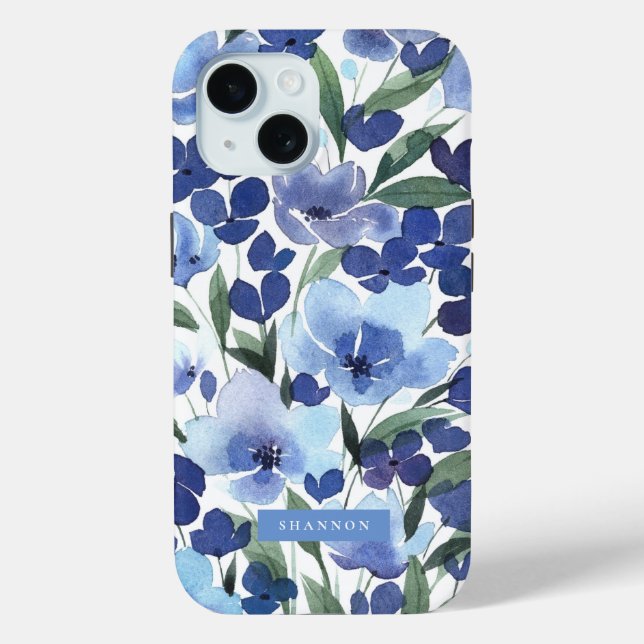Aquarelle bleu Floral iPhone / coque ipad (Verso)