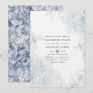 Aquarelle bleu foncé Faire-part de mariage florale