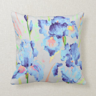 Aquarelle bleu foncé Iris Coussin