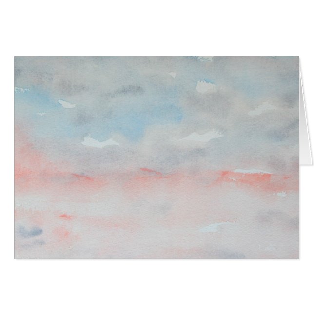 Aquarelle bleu gris rose impressionniste Paysage (Devant horizontal)