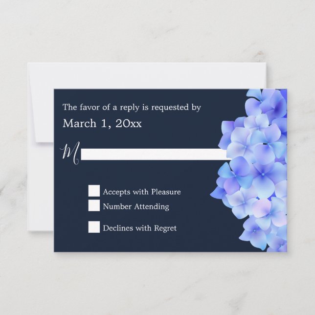Aquarelle bleu Hydrangea RSVP (Devant)