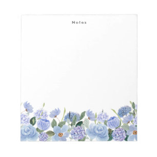 Aquarelle Bleu Hydrangée Personnalisée Bloc-notes