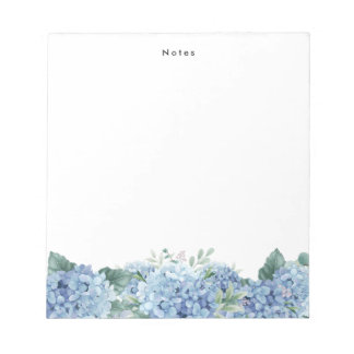 Aquarelle Bleu Hydrangée Personnalisée Bloc-notes