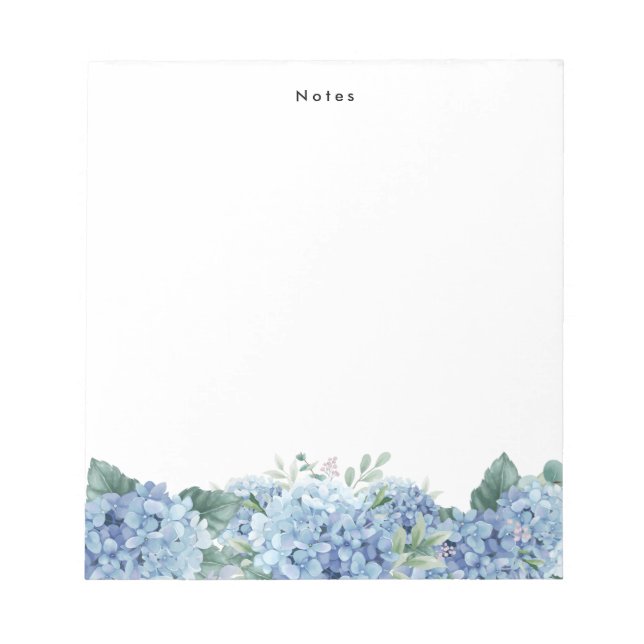 Aquarelle Bleu Hydrangée Personnalisée Bloc-notes (Devant)
