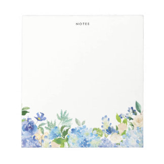 Aquarelle Bleu Hydrangée Personnalisée Bloc-notes