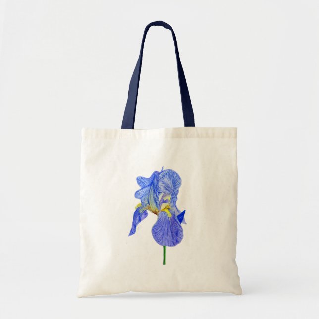 Aquarelle bleu Iris Sac fourre-tout Fleur (Devant)