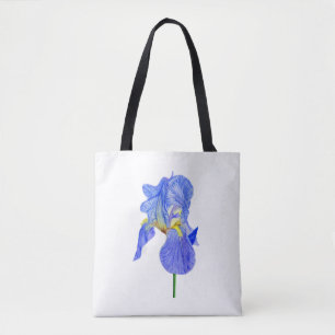 Aquarelle bleu Iris Sac fourre-tout Fleur