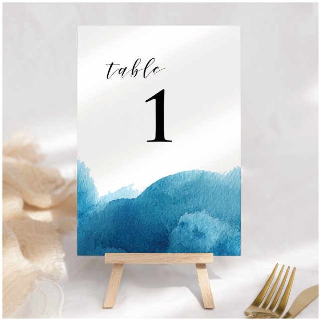 Aquarelle Bleu Laver les numéros de table (Créateur téléchargé)