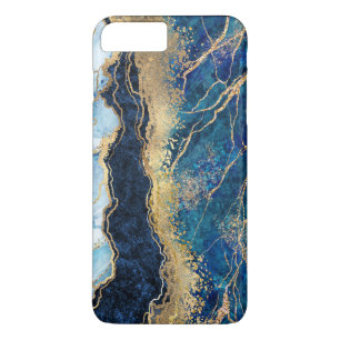 Aquarelle Bleu Marbre Or Coque-Mate coque iphone