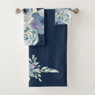 Aquarelle bleu marine florale