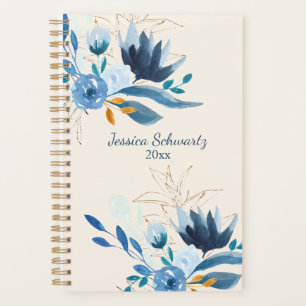 Aquarelle bleu moderne Floral Personnalisé