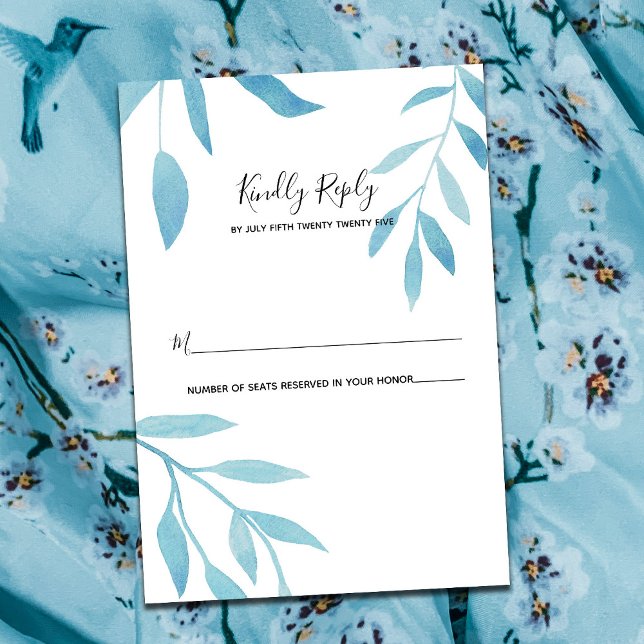 Aquarelle bleu moderne Floral RSVP (Créateur téléchargé)